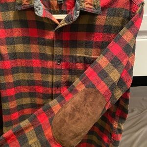 Jcrew check flannel shirt with elbow patches!